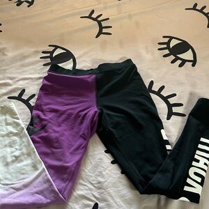 Nike Kids Black and Purple Leggings